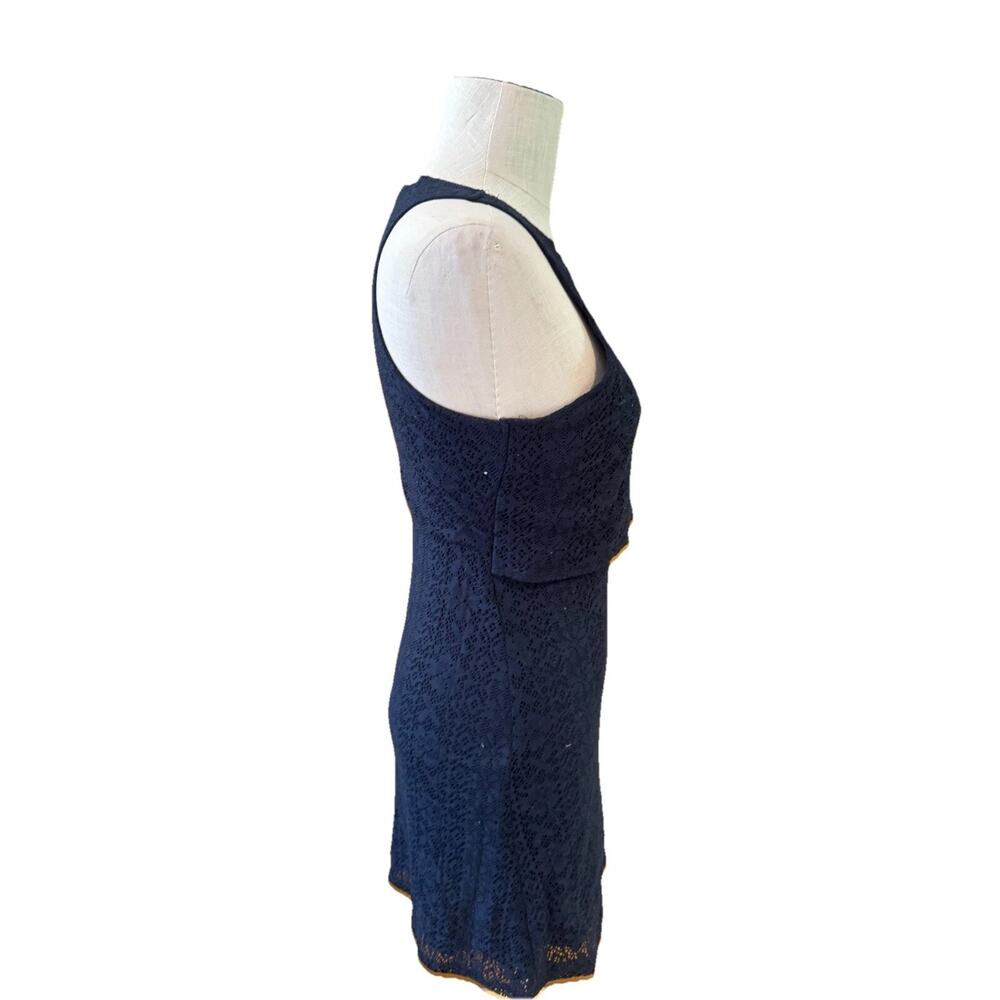 Abercrombie & Fitch Shift Dress Women Small Black Lace Eyelet Sleeveless Zipper - Picture 3 of 6